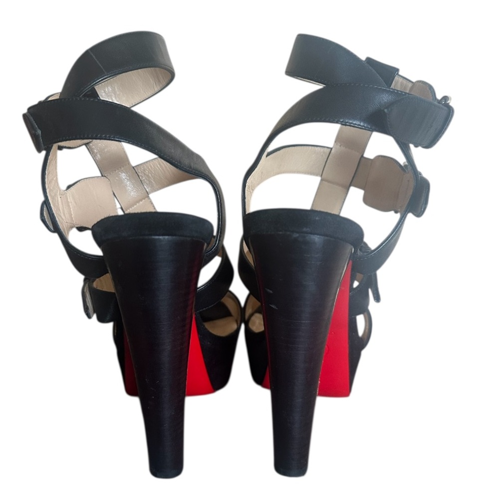 Christian Louboutin Black Strappy Cage Platform Sandals with Red Soles - Picture 5 of 9